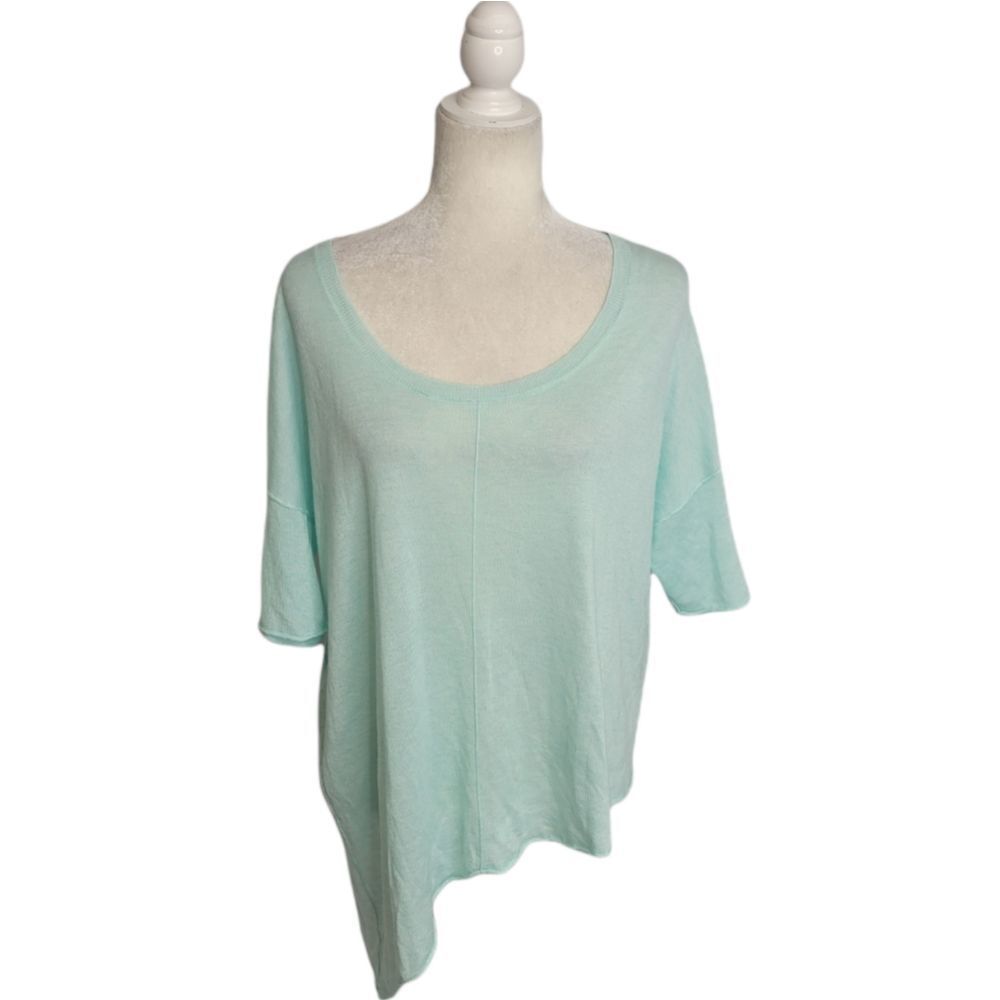 LINE. mint green asymmetrical short sleeve scoop neck‎ cashmere blend mint top L